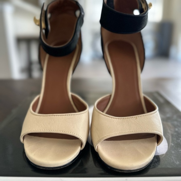 Givenchy Two-Toned Sandals with Gold Shark Tooth Lock - Picture 5 of 10